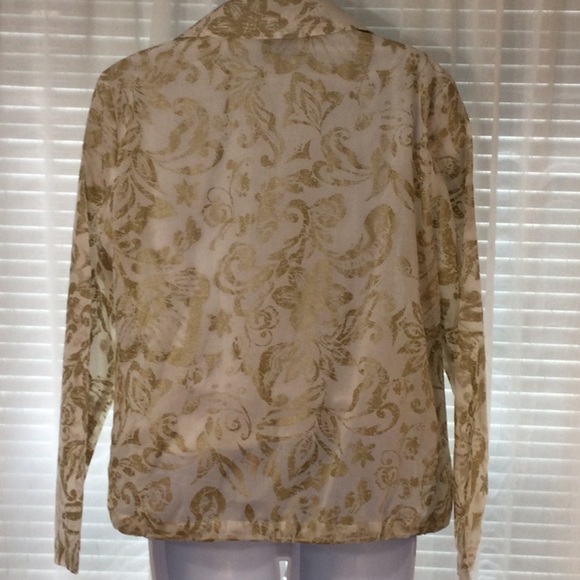 Chico's Gold Ivory Full Zip Jacket Size 1/M - Picture 3 of 9